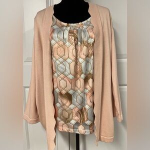 Alfred Dunner Layered Look One Piece Shirt & Cardigan